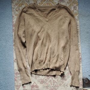 Tan 100% Cashmere V-Neck Sweater Size M/L